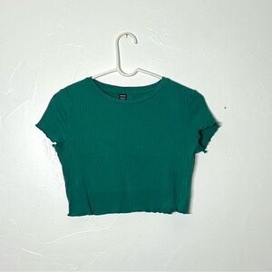 SHEIN Cropped Curled Hem Top